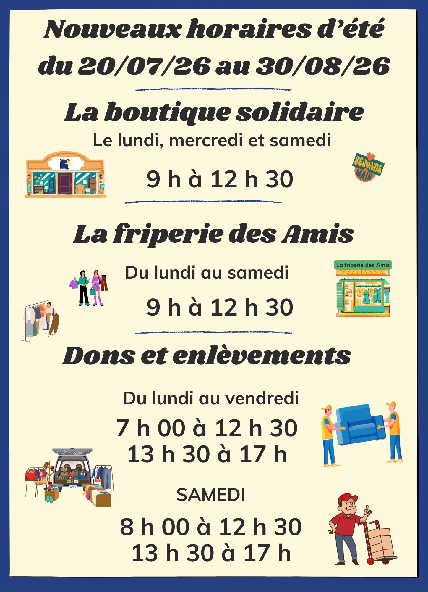 Horaires pour l'été